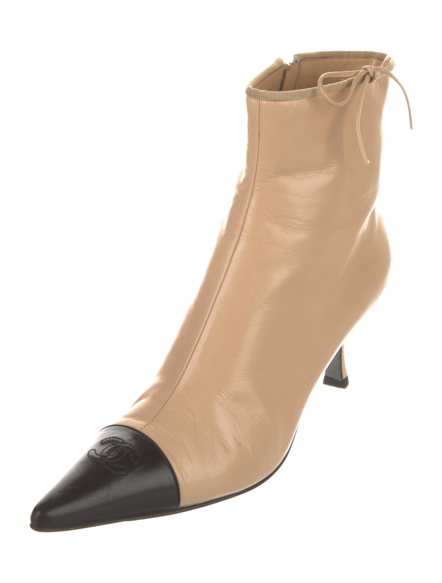 Chanel Leather Bow Accents Boots